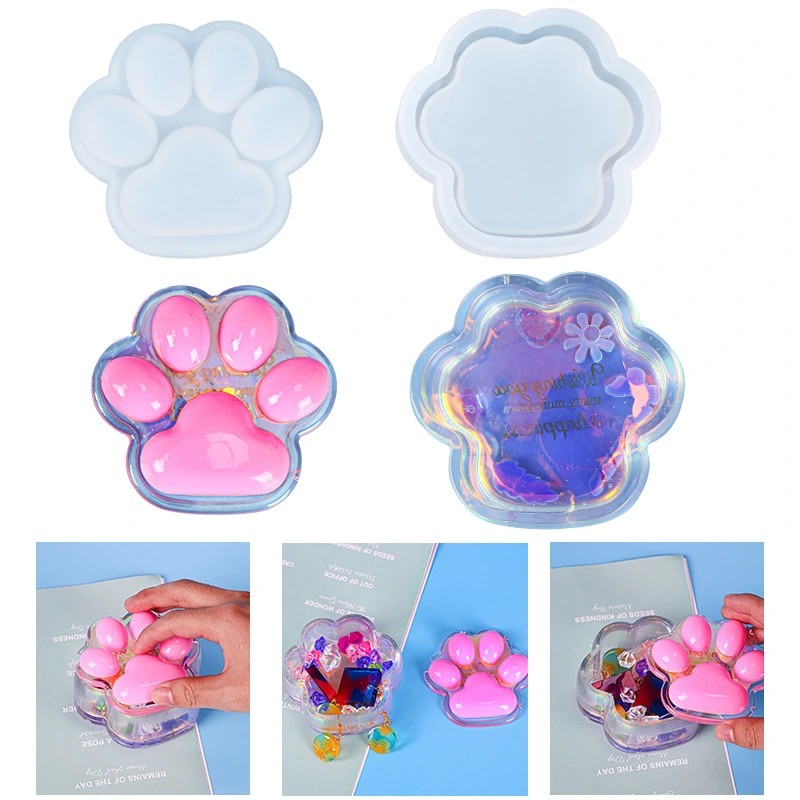 Triumphant Diy Glue Mold Cat Claw Storage Box Silicone Mold Zinc New Product Mirror Jewelry Crystal