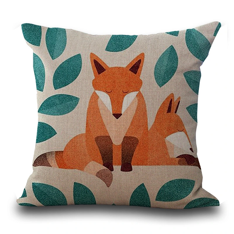 Hand-painted Fox Peach Skin Print Pillow