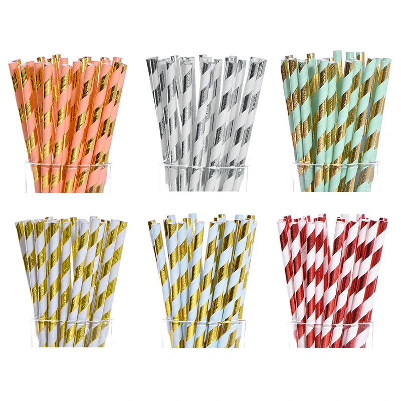 Birthday Party Dining Bar Paper Disposable Bronzing Colored Straws