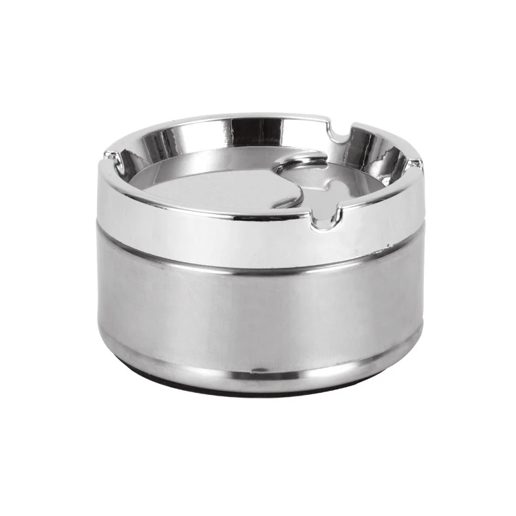 Ashtray With Cover Windproof Rotating Stainless Steel Ashtray