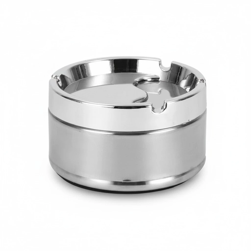 Ashtray With Cover Windproof Rotating Stainless Steel Ashtray