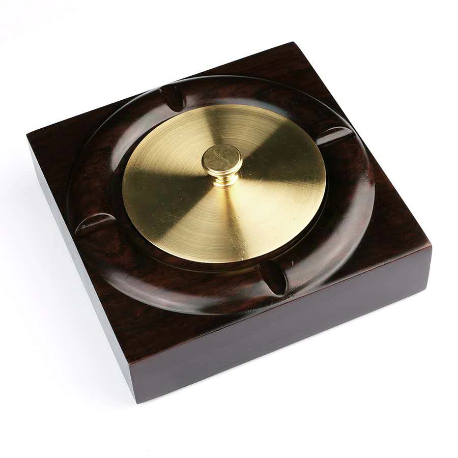 Mahogany Ashtray, African Ebony Wood With Copper Cover, Anti-ash, No Odor, New Innovative Solid Wood Combination