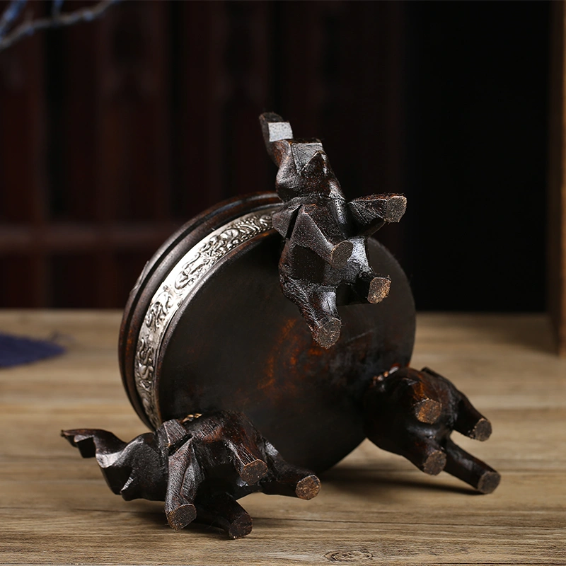 Living Room Solid Wood Uncovered Elephant Ashtray Decoration Ornaments