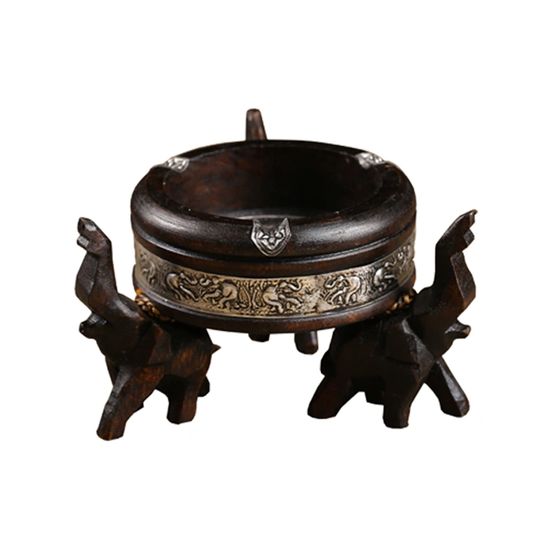 Living Room Solid Wood Uncovered Elephant Ashtray Decoration Ornaments