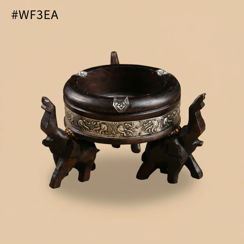Living Room Solid Wood Uncovered Elephant Ashtray Decoration Ornaments