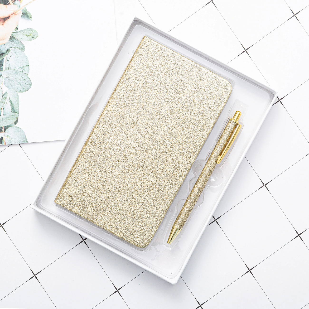 Gift Notepad Gold Powder A6 Notebook Set Customizable Logo Diary Notebook Stationery Gift Box