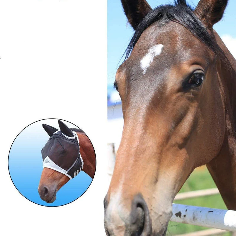 Anti-mosquito And Anti-flying Horse Face Mask With Velcro Style Horse Flying Mask