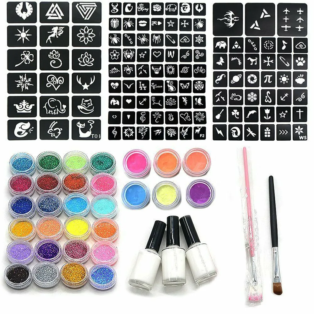 Tattoo Set, Tattoo Template, Simple Inkjet Tattoo Glitter, Luminous Body Painting