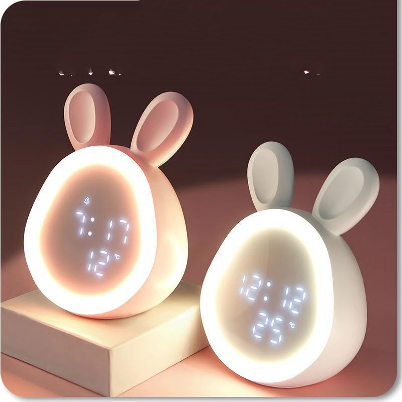 Electronic LED Night Light Digital Display Wake-up Light USB Charging Small Alarm Clock