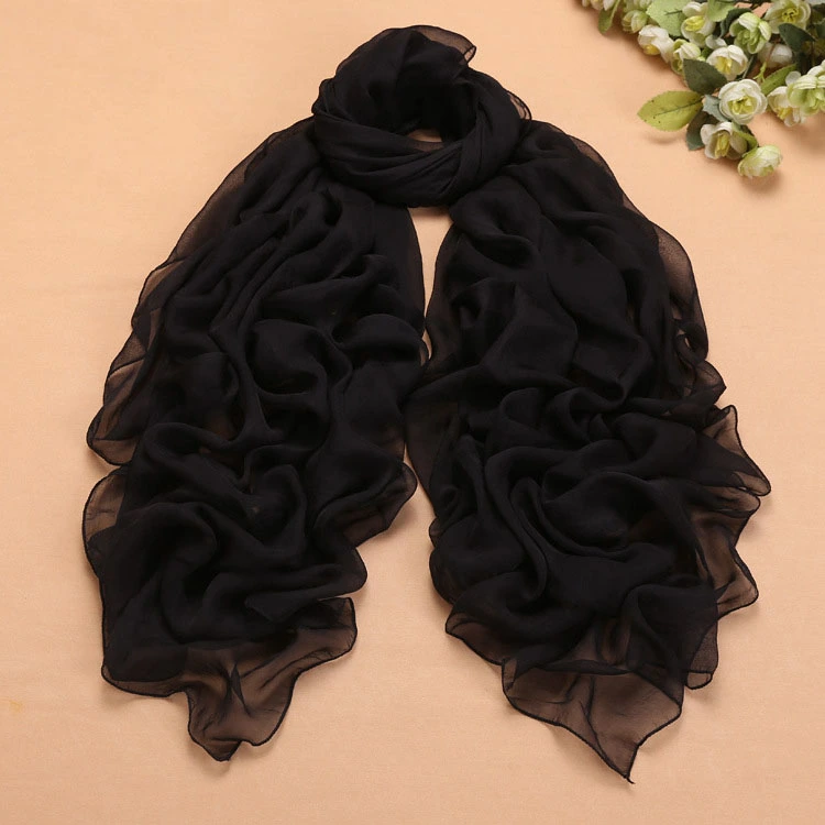 Summer Pure Color Sunscreen Silk Scarf Chiffon Long Gauze Scarf