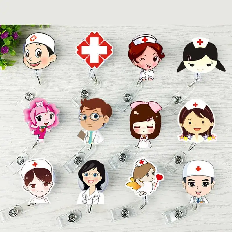 Fashion Cartoon Easy Pull Button Work Permit Badge Clip