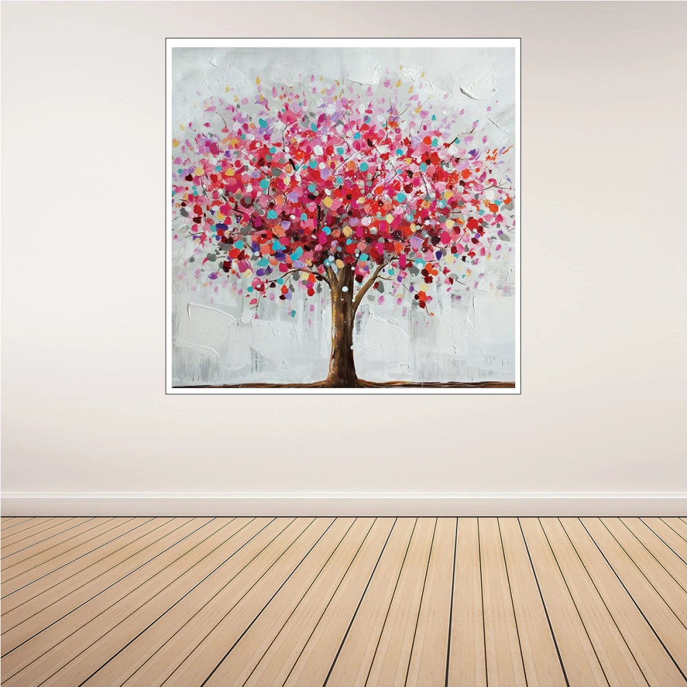 Modern Wall Art Tree Red Watercolor Painting Home Decoration Oil Painting