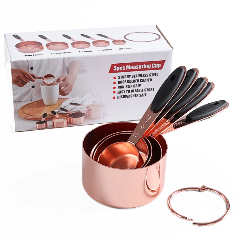 Rose Gold Baking Tools Thick Stainless Steel 10-Piece Measuring Cup Set Kitchen Baking Bartender Scale Spoon