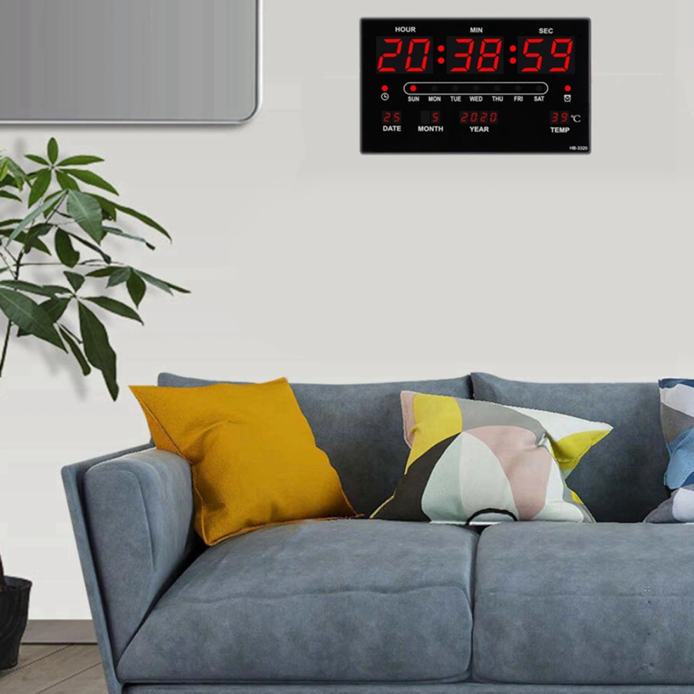 LED Digital Electronic Alarm Clock Perpetual Calendar Living Room Electronic Wall Clock