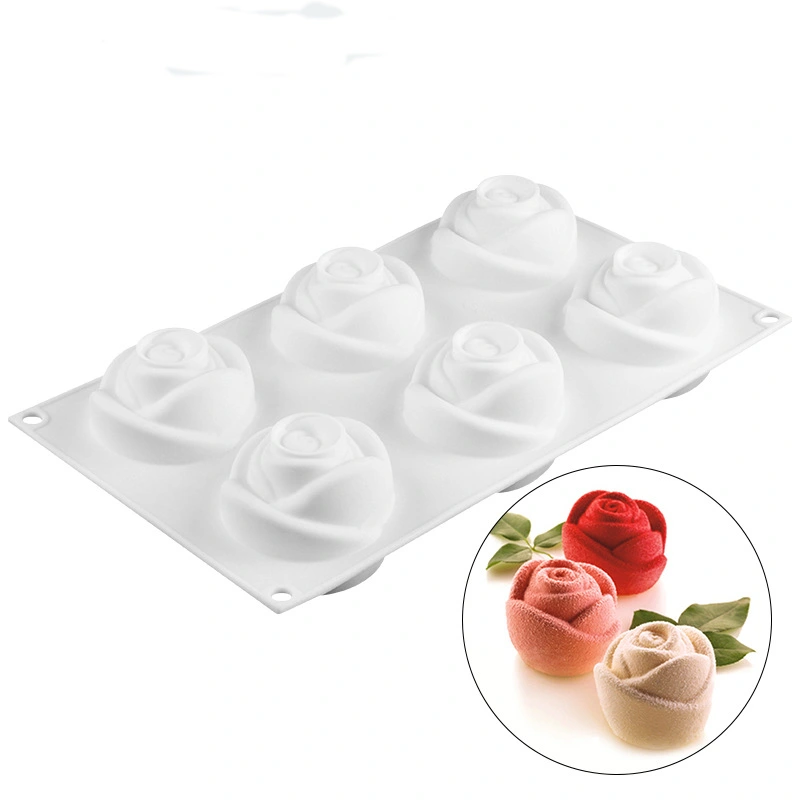 6 Rose Flower Silicone Mold 3D Rose Flower Mousse Mold Rose Flower Silicone Cake Mold