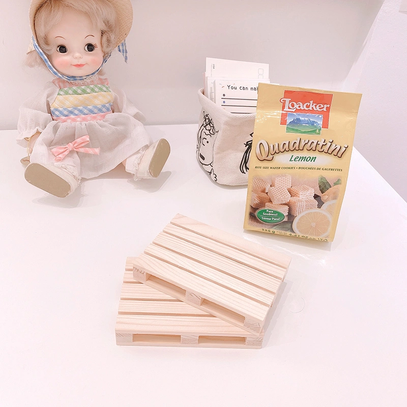 Log Insulation Coaster Simple Anti-scalding Wooden Bowl Mat Square Pine Hollow Mat