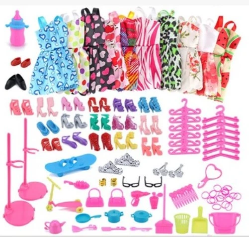 85PCS Doll Dress Up Skirt Plus Accessory Bag