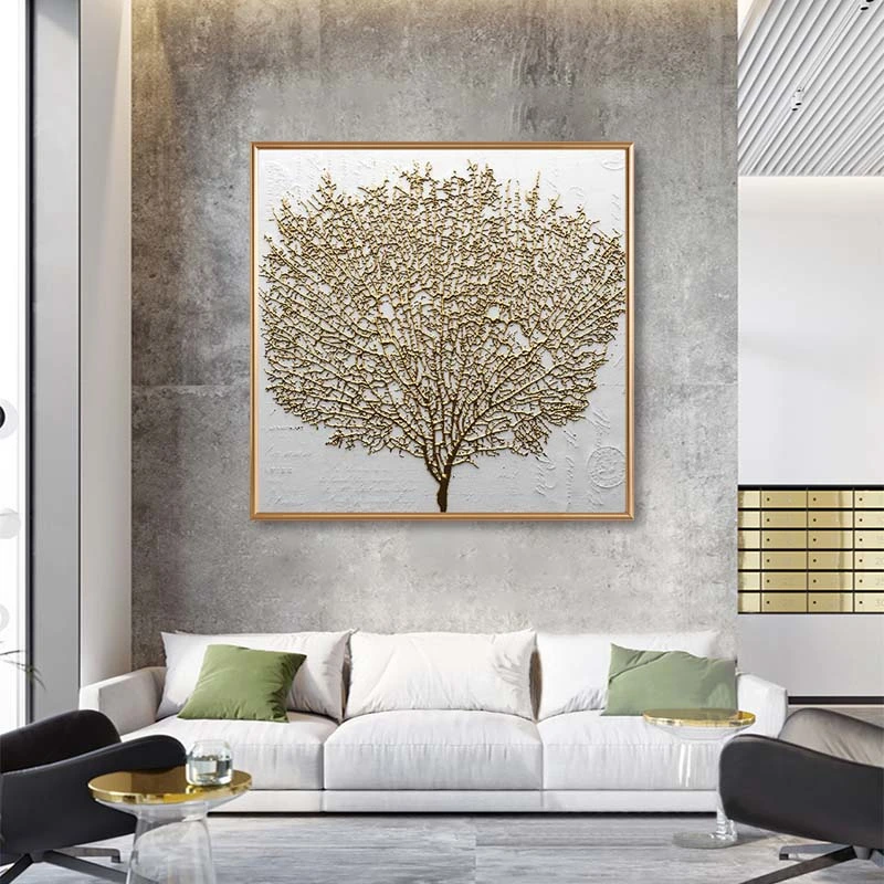 Golden Big Tree Abstract Art Modern Minimalist Style Poster