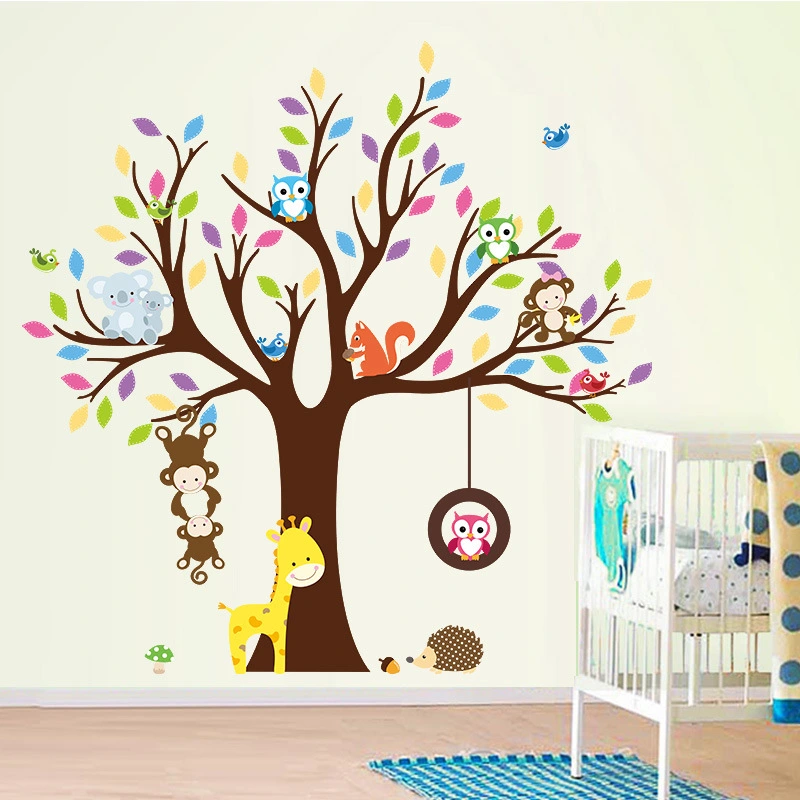 Cartoon Children's Room Kindergarten Decoration Owl Branches 3d Stereo Wall Stickers Stickers Murals