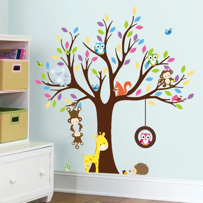 Cartoon Children's Room Kindergarten Decoration Owl Branches 3d Stereo Wall Stickers Stickers Murals