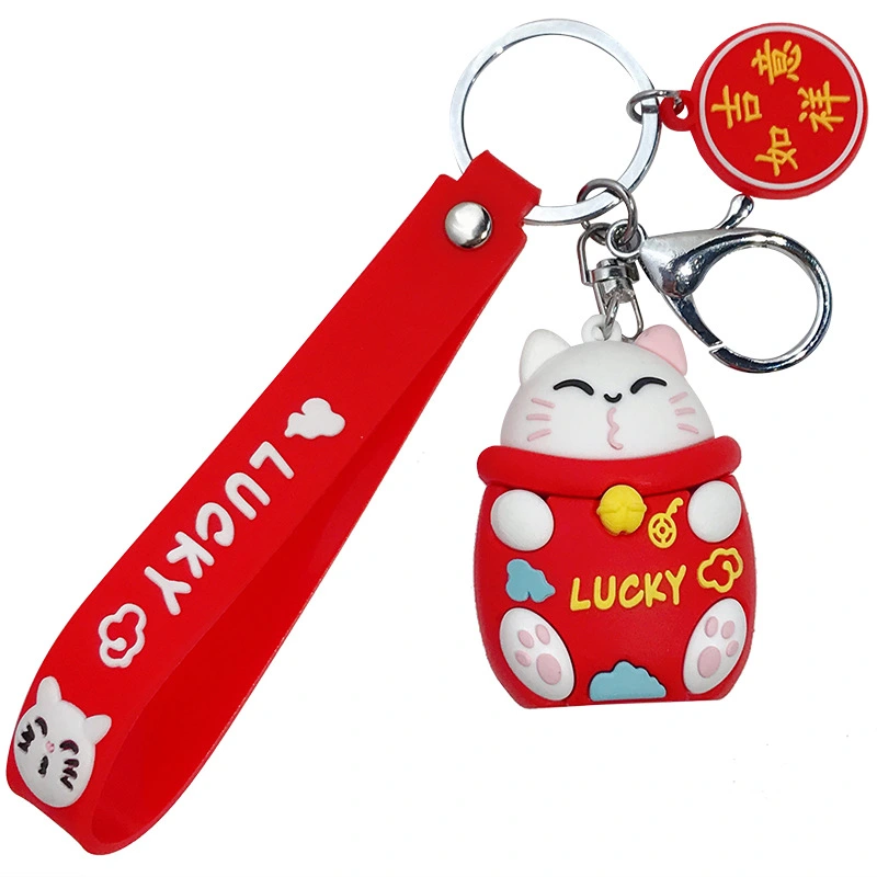 Korean Cartoon Epoxy Lucky Cat Keychain