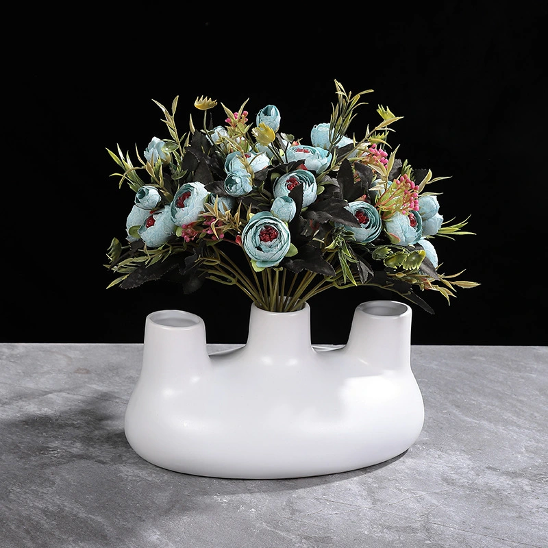 Creative And Simple Three-port Ceramic Vase Flower Arrangement Ornaments