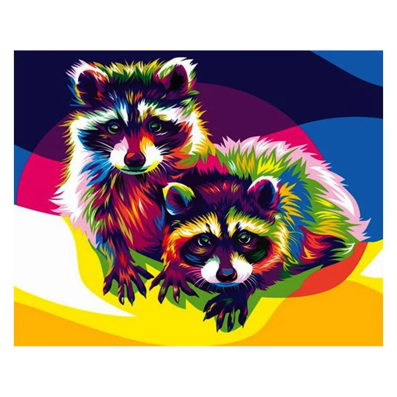 Little Raccoon DIY Digital Painting Modern Children And Adult Wall Art Pictures