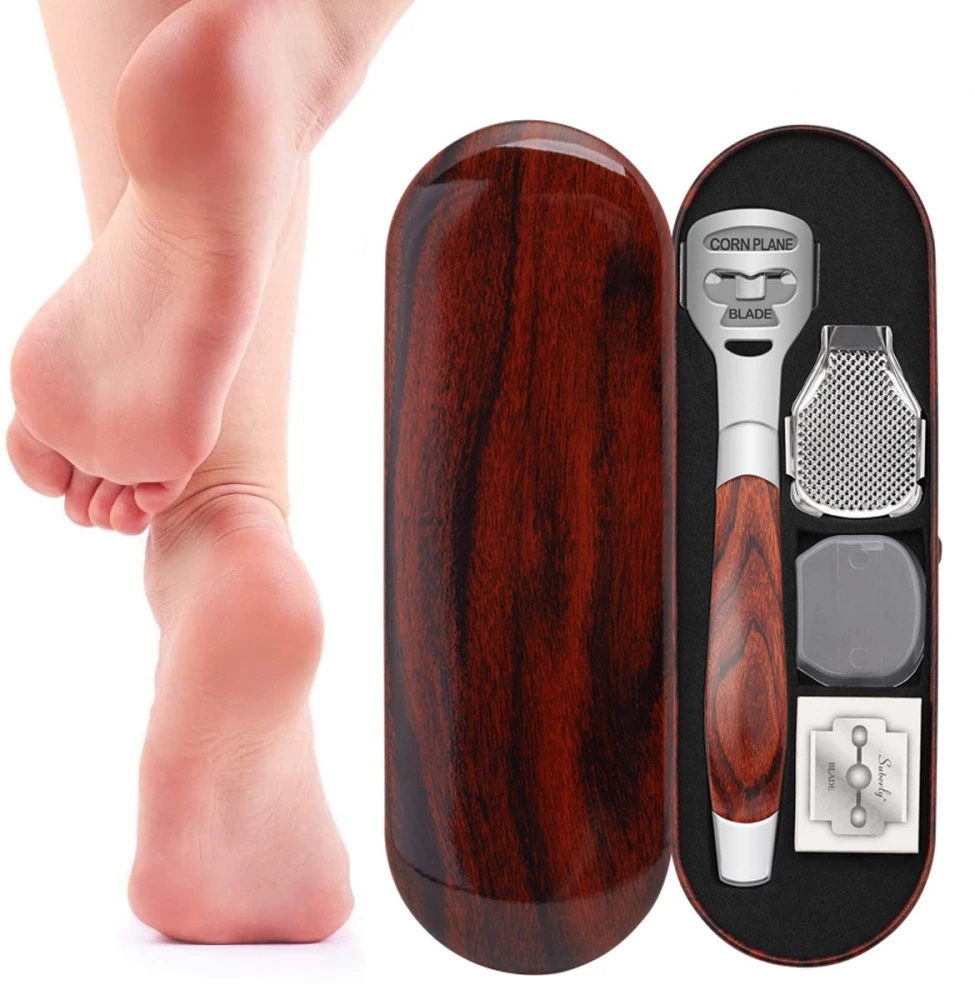 Wood Handle Foot Callus Shaver Heel Feet Skin Shaver Corn Cuticle Cutter Remover Rasp Pedicure Razor Portable Foot Care