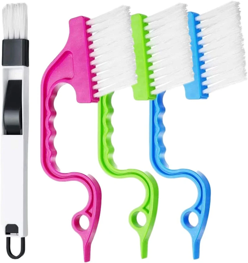 4-piece Set Of Hand-held Slot-clearance Door And Window Slide Rail Dust-proof Brush