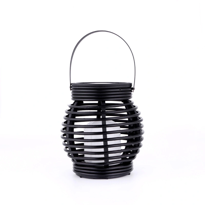 Outdoor Solar Rattan Hanging Lights, Hanging Cage Lights, LED Flame Lights