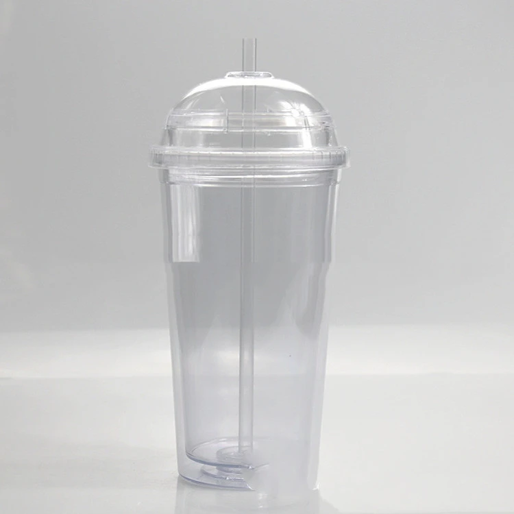 Double-layer Plastic 20oz Water Cup, Transparent Straw Cup, Custom Cup For Students