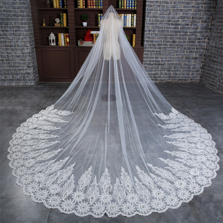 Bridal Veil Lace 3 Meters Long Tail Veil Soft Yarn Long Veil