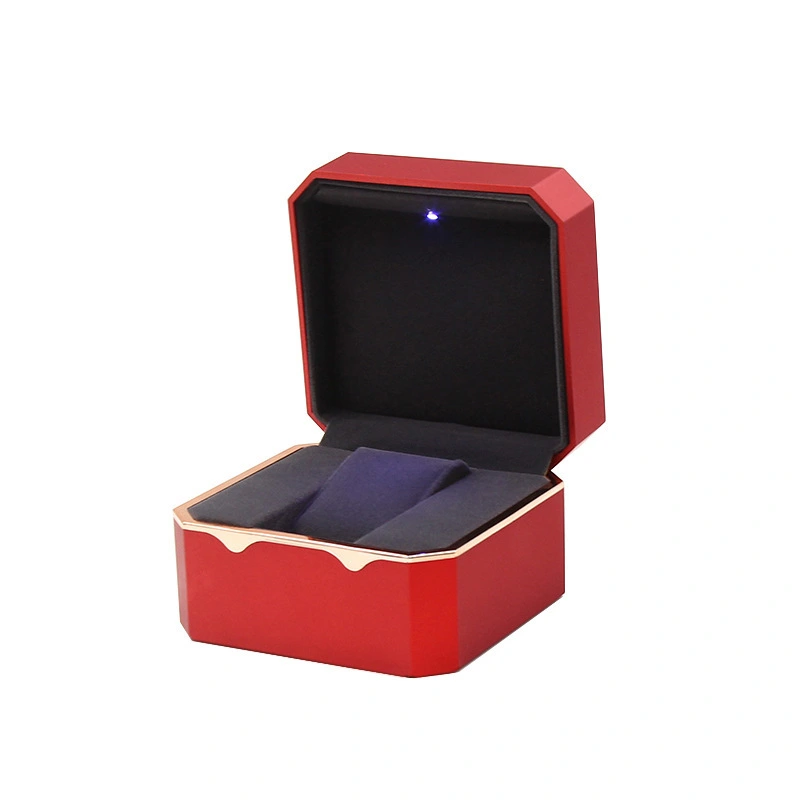 Luminous Watch Box With Octagonal Gold Edge And Light