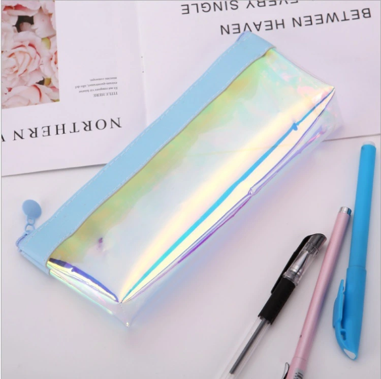 Colorful Laser Transparent Creative Girl Heart Cute Cartoon PU Zipper Pencil Case