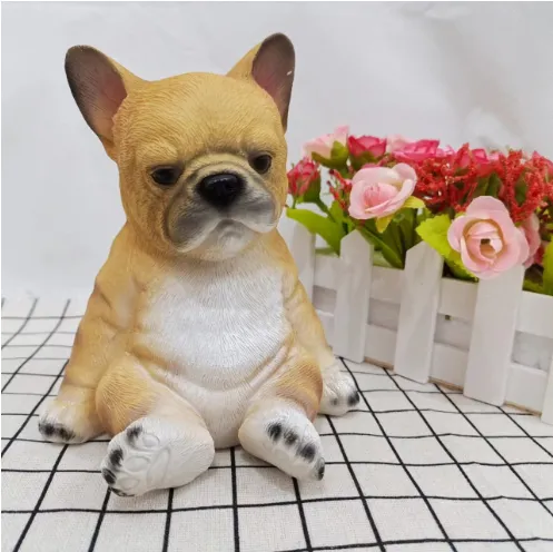 Cute Sleepy French  Puppy Statue