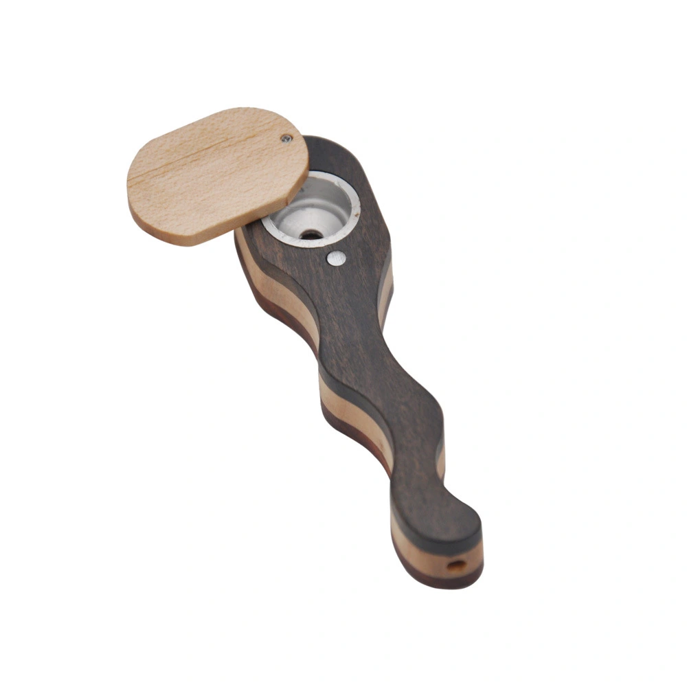 Metal Pipe, Free Style Slide Holder, Snake-shaped Personality Briar Pipe, Solid Wood Log Color Small Pipe
