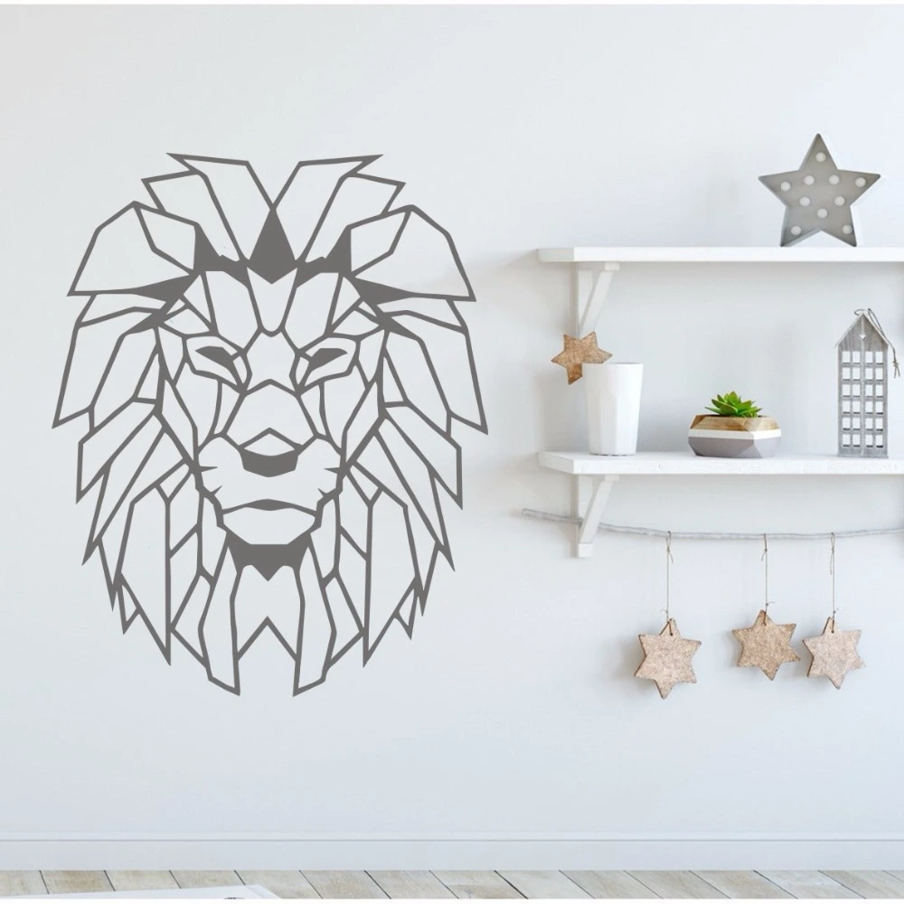 Geometric Design Animal Lion Head Wall Sticker For Home Decoration