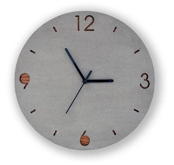 Digital Living Room Creative Concrete Cement Gray Style Solid Wood Wall Clock