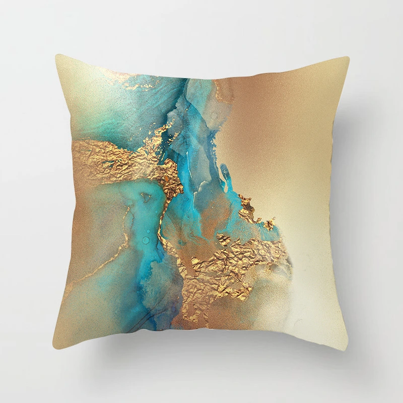 Nordic Watercolor Gold Foil Texture Printing Pillowcase