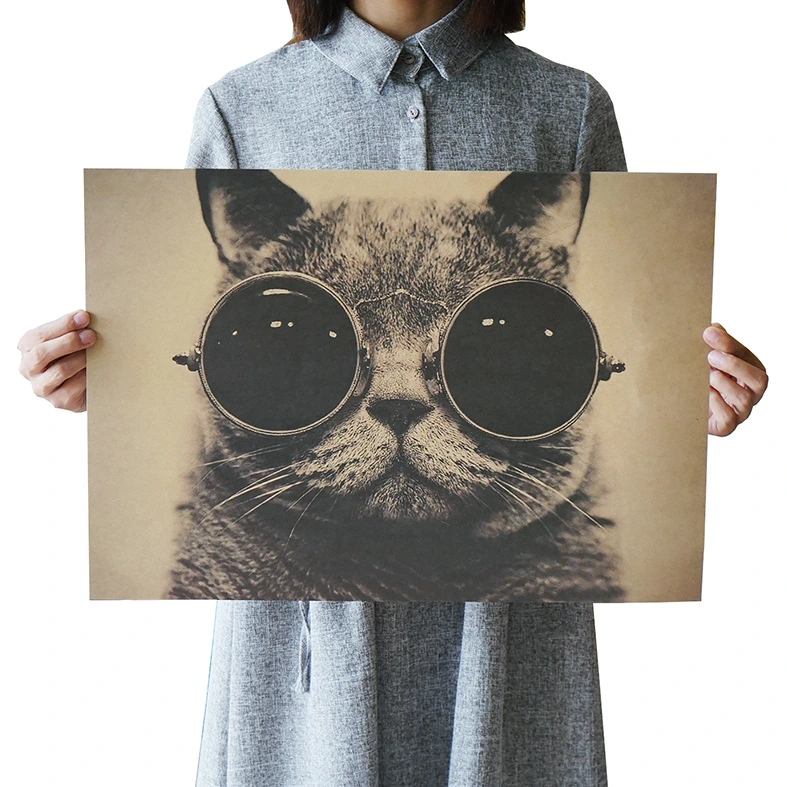 Eye Cat Vintage Kraft Paper Poster Interior Bar Cafe Decoration Painting