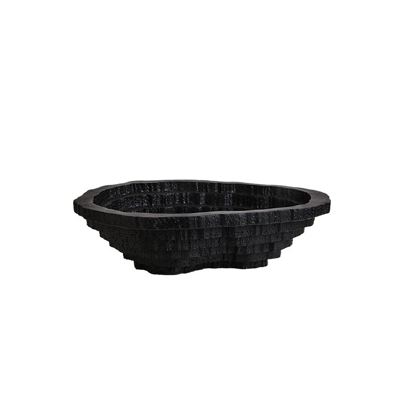 Black And White Trapezoidal Sandstone Resin Fruit Bowl