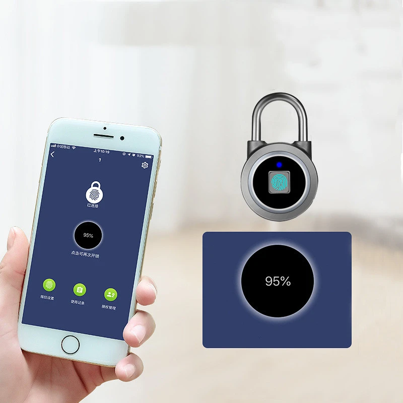 Fingerprint Bluetooth Padlock Travel Backpack Luggage Door Cabinet