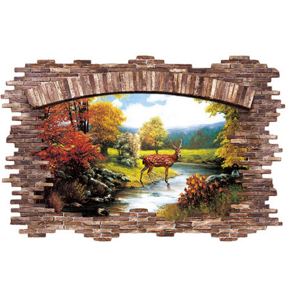 Broken Wall Fawn Forest Three-dimensional Wall Stickers Living Room Bedroom Background Wall