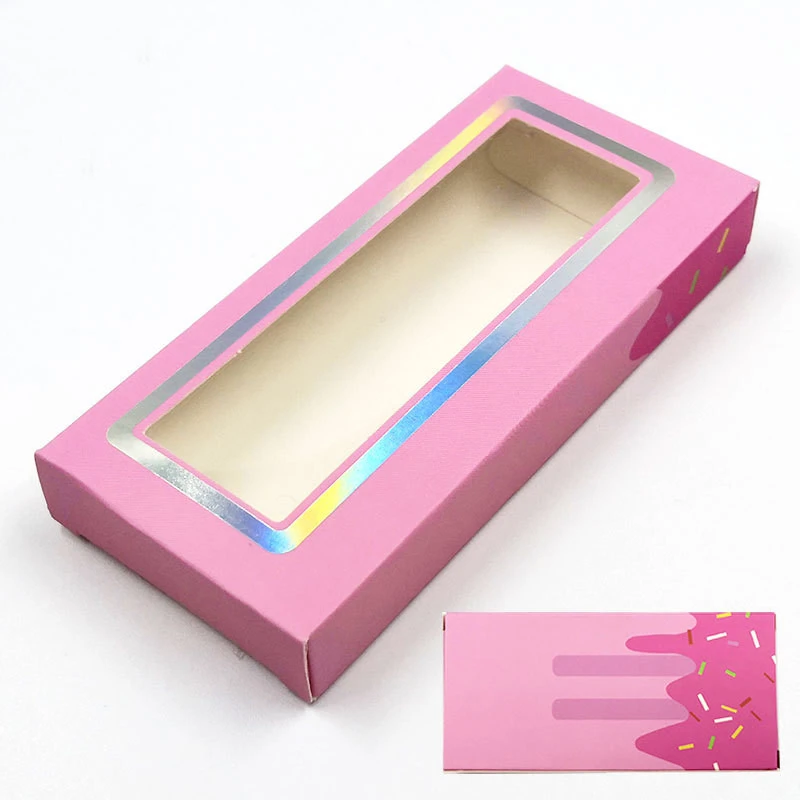 Creative New Eyelash Box Ice Cream Rectangular Window Box False Eyelashes Packaging Box With Holder