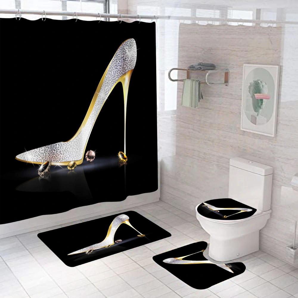 Digital Printing High-heeled Shoes Series Waterproof And Mildew-proof Shower Curtain Set