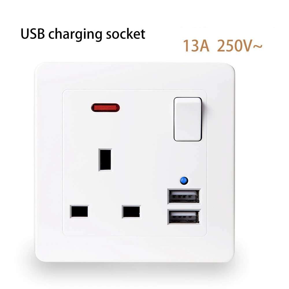 British Standard USB Wall Three-hole Socket Panel