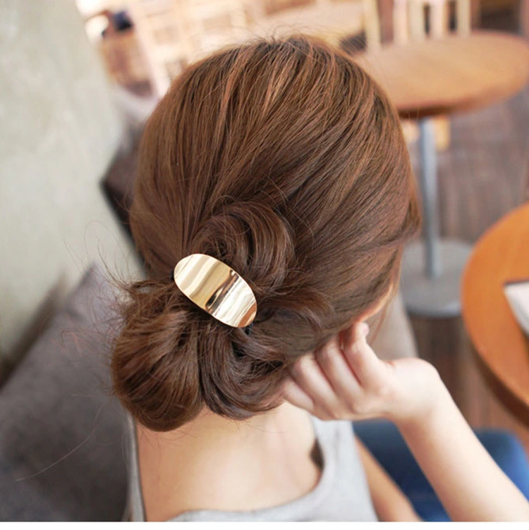 Tree Leaf Metal Glossy Hair Tie Korean Rope Head