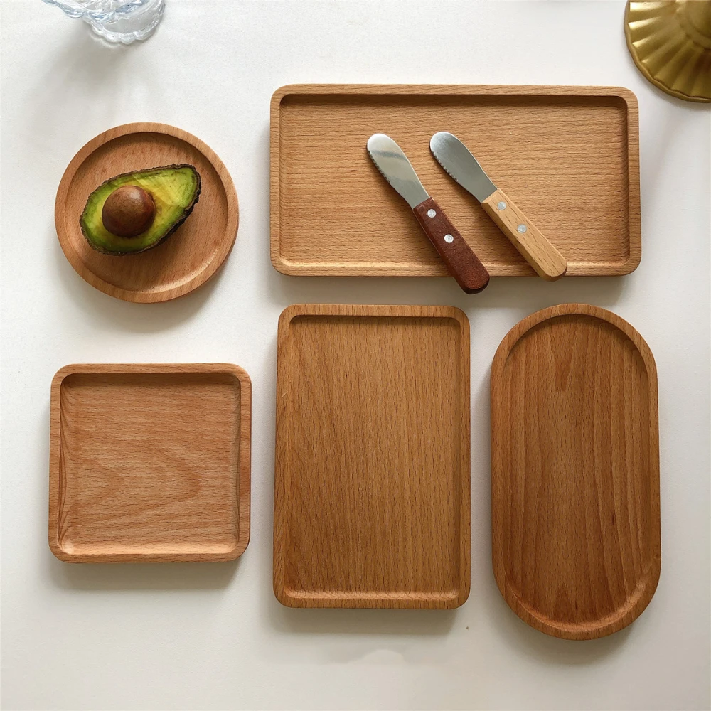 Rectangular Round Wooden Tea Tray