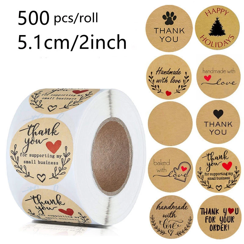 Roll Kraft Paper Sticker Gift Sealing Sticker