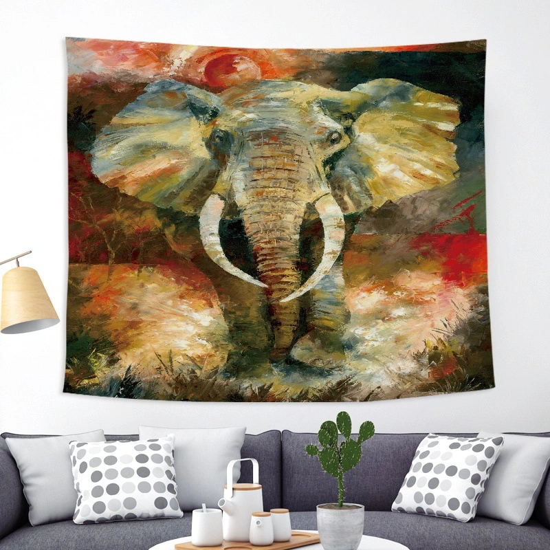 Colorful Elephant Peach Skin Tapestry Fabric Wall Decoration Hanging Cloth